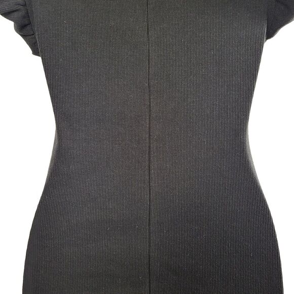 NEW Zara Mini Dress Flutter Cotton Cap Sleeve Stretch Cocktail Black Size Small - Picture 8 of 16
